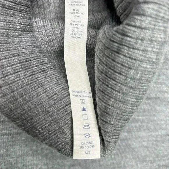 Lululemon Top Sweater Sz 4 Wool Turtleneck Pockets Gray Sweat and Savasana - Picture 8 of 11